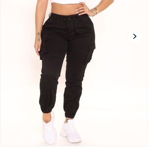 Fashion Nova Black Utility Joggers